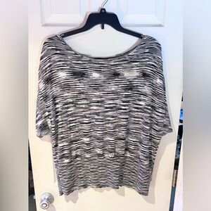 Lane Bryant Monochrome Striped Short Sleeve Sweater Size 22/24